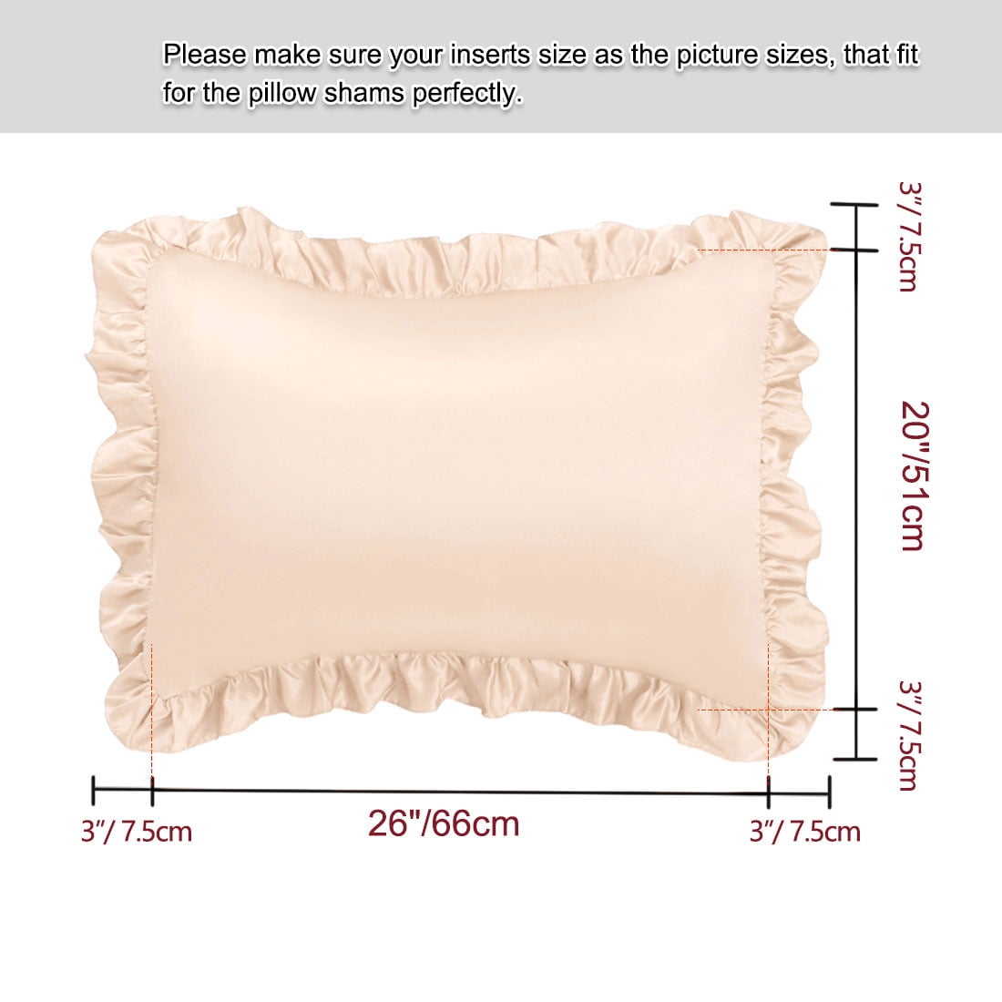 Unique Bargains 2-Piece Satin Ruffled Edge Pillowcases, Standard, Rose Gold