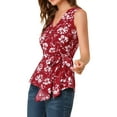 thumbnail image 5 of INSPIRE CHIC Women's Summer Tops Sleeveless V Neckline Wrap Tie Waist Tops XS Burgundy Flower, 5 of 9