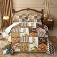 thumbnail image 2 of Erosebridal Patchwork Floral Twin Quilt Set 2 Pieces,Fall Harvest Twin Coverlet Set,Plaid,1 Bedspread and 1 Pillowcase, 2 of 7