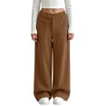 thumbnail image 2 of hotojiny Girls Corduroy Pants Casual Loose Wide Leg Kids Trousers with Pockets Comfy Pull on Plain Uniform Pants(Khaki,9-10 Years), 2 of 8