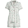 thumbnail image 3 of Joyspun Women's Dreamy Soft Collection Notch Collar Top and Shorts Pajama Set, 2-Piece, Sizes XS-3X, 3 of 5