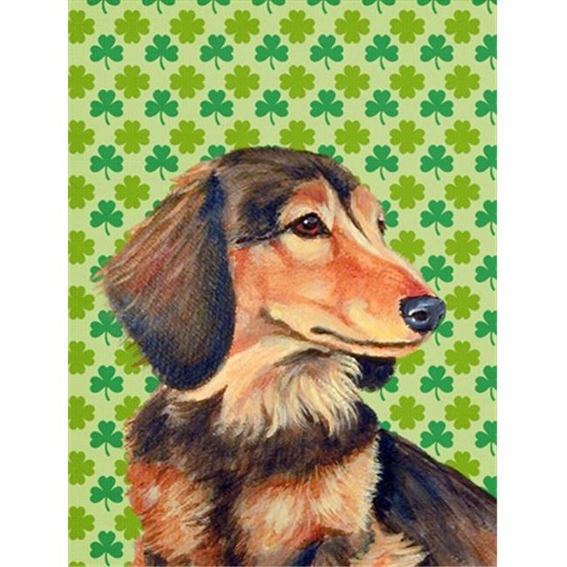 Dachshund St. Patricks Day Shamrock Portrait Flag - Garden Size