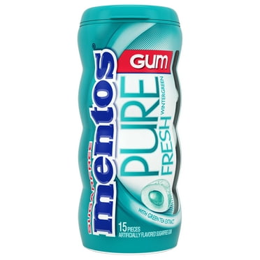 Mentos Pure Fresh Sugar-Free Chewing Gum with Xylitol, Wintergreen, 15 Piece Bottle