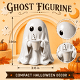 thumbnail image 2 of Halloween Ghost Figurine Holding Coffee Cup, Cute Spooky Tabletop Resin-Style Ornament for Shelf Mantel Desk Tiered Tray & Coffee Bar Decor, Seasonal Home Accent for Fall Party Displays, 2 of 12