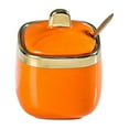thumbnail image 2 of CUITING Ceramic Sugar Bowl Container with Lid and Spoon Spice Seasoning Box Ceramic Condiment Pot Condiment Jar for Counter Orange, 2 of 7