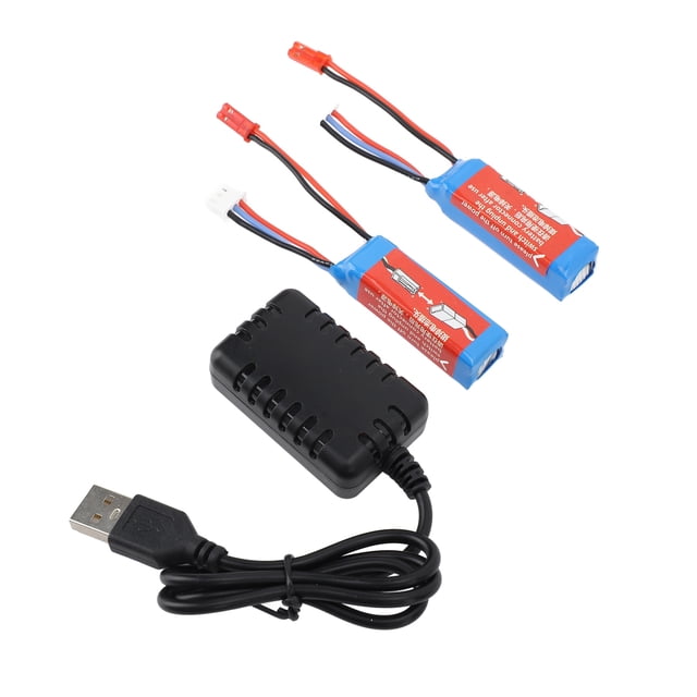 RC Car Charger Set, JST Output Plug 7.4V 400mAh RC Car Battery Charger 2Pcs Battery Efficient Charging High Capacity for 1/28 RC Cars for K969 for 284010