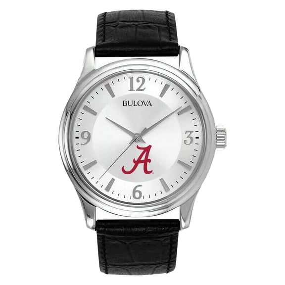 Men's Silver Alabama Crimson Tide Leather Watch