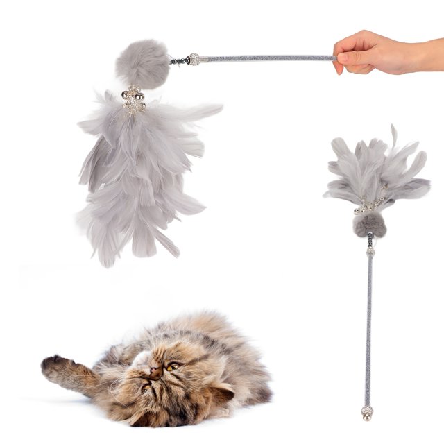 Campana de plumas para gatos divertido palo para gatos varita interactiva resistente a mordeduras juguete para gatos domésticos ANGGREK Otros