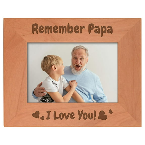 ThisWear Papa Gifts For Grandpa Remember Papa I Love You Wood Laser Engraved Landscape 4x6 Picture Frame