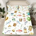 thumbnail image 2 of Homewish Kawaii Pike Fish Full Size Sheets for Kids, Cute Cartoon Animal Bed Sheets, Rustic Fishing Theme Sheet Sets, Ultra Soft Bedroom Decor, 4-Piece, 2 of 7