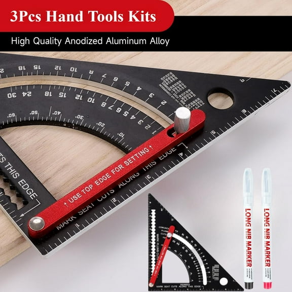 Including Combination Square Angle Carpentry Triangle Ruler With 2 Pencils,carpenter Square 7 Inch,aluminum Adjustable Rafter Square Framing Square,multifunction Woodworking Tools