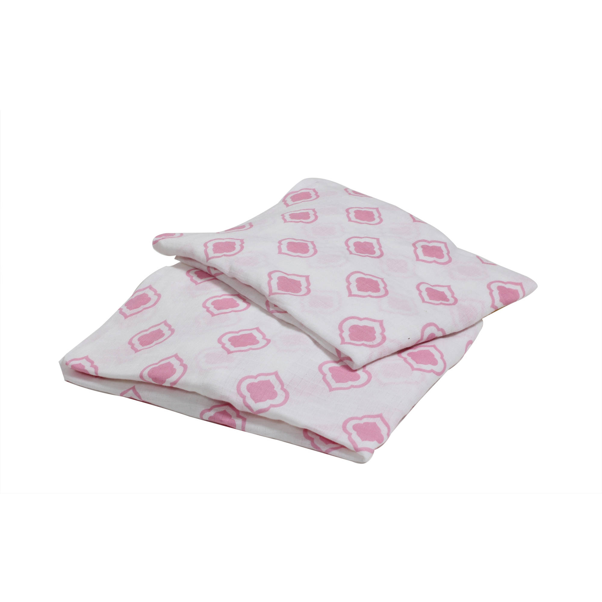Bacati - Morocan Tiles Crib/Toddler Bed Fitted Sheets 100% Cotton Muslin 2 Pack, Pink