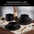 thumbnail image 3 of Vesteel 12-Piece Dinnerware Set for 4, Ceramic Plates and Bowls Set, Handcrafted Stoneware Dishes Set for Family Restaurant, Microwave & Dishwasher Safe - Matte Black, 3 of 11