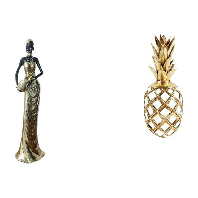 Estatua de resina africana, figura coleccionable de escritorio, escultura dorada, adorno de escritorio elaborado con resina, ideal para regalar, decor