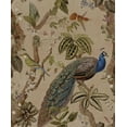 thumbnail image 2 of Taupe Climbing Peacock & Climbing Florals Tropical Wallpaper, 2 of 5