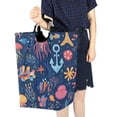 thumbnail image 4 of Yayeee Freestanding Laundry Hamper with Handle Collapsible Large Storage Basket for Clothes, Pink Jellyfish, 4 of 7