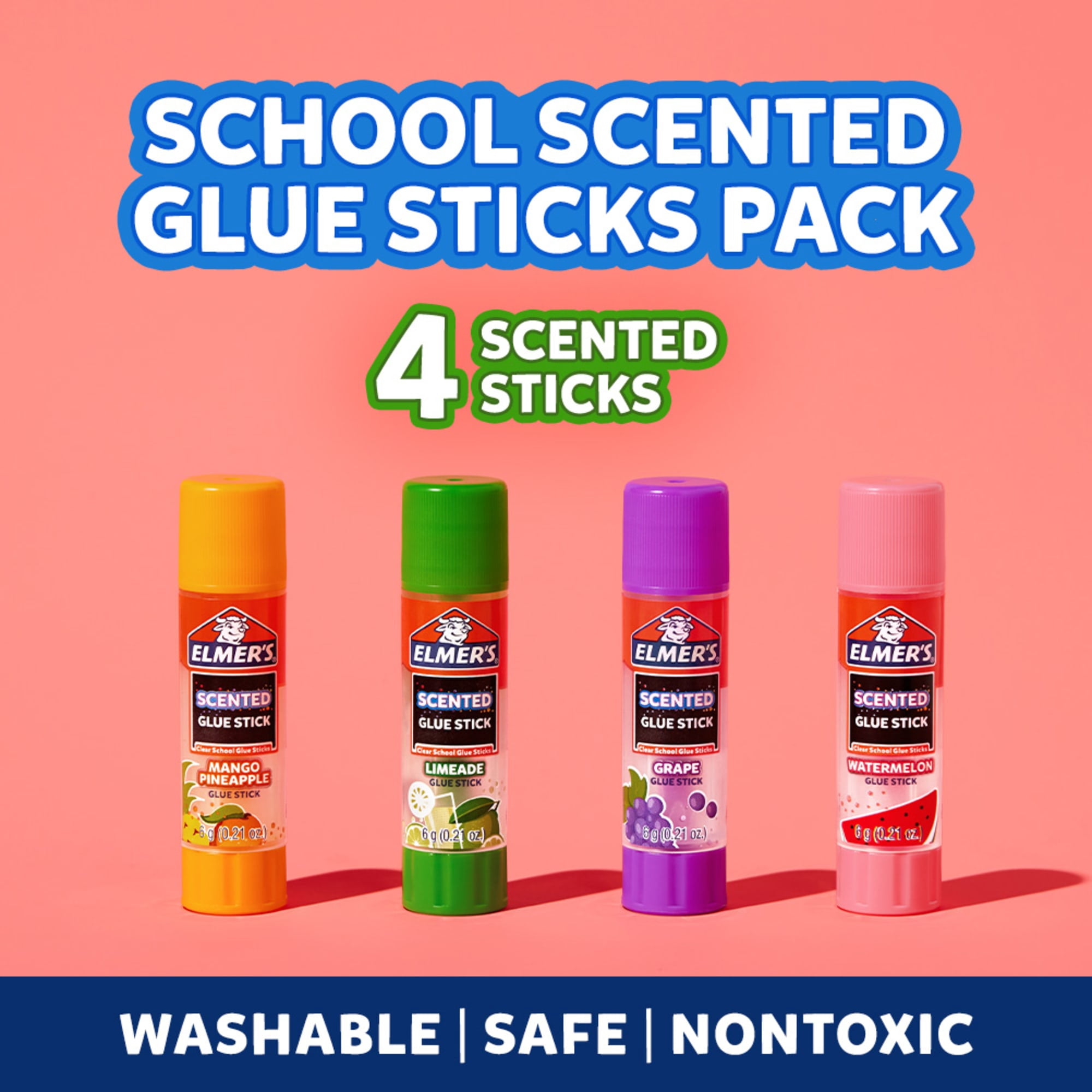 Elmer’s Scented Glue Sticks, School Glue, Clear Color, 6 Grams Each, 4 Count, 5 min Dry Time