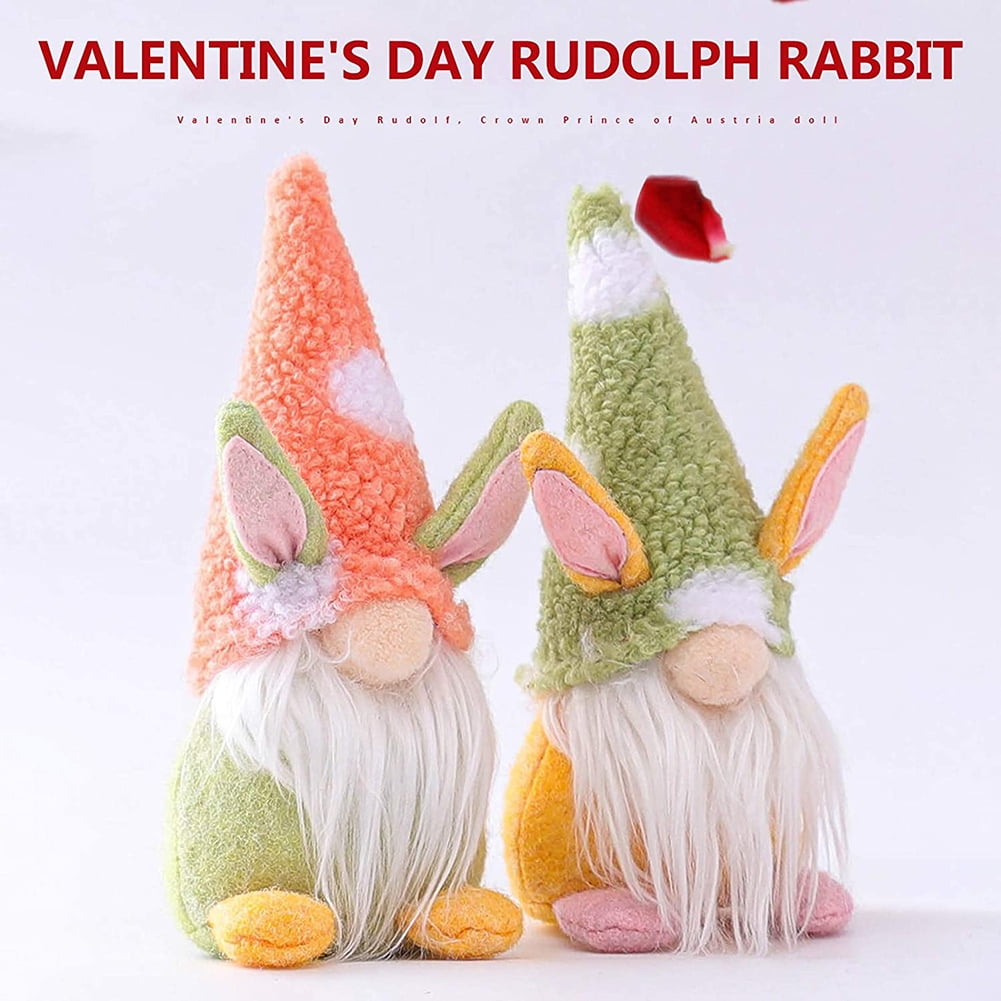 Kepooman 2 Pack Handmade Plush Forest Man Doll for Home Decor Spring Gifts, Rabbite Ears, Pink + Green Kepooman 2 Pack Handmade Plush Forest Man Doll for Home Decor Spring Gifts, Rabbite Ears, Pink + Green