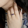 thumbnail image 2 of KIRAN FINE JEWEL Bezel Baguette Purple Amethyst CZ Diamond Band Ring Yellow Gold Plated 925 Silver Women Gemstone Statement Jewelry Gift For Her, 2 of 5