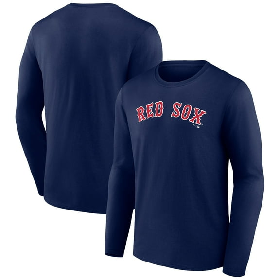 Men's Navy Boston Red Sox Wordmark Long Sleeve T-Shirt