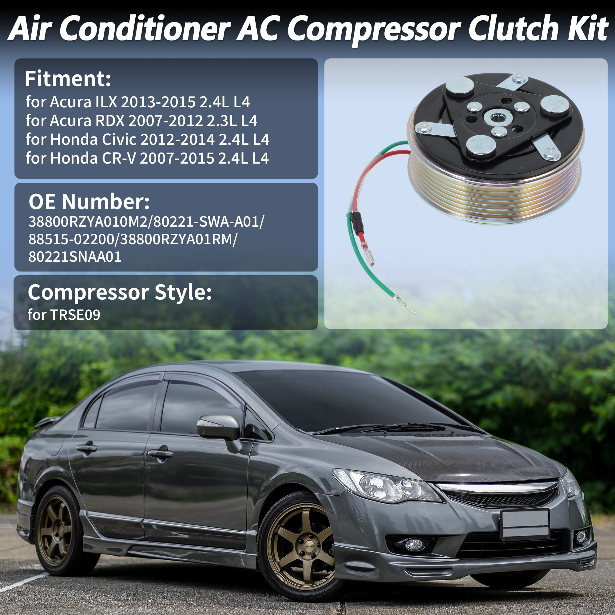 Unique Bargains AC Compressor Clutch Kit for Honda Civic 2012-2014 and CR-V 2007-2015