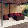 thumbnail image 1 of vidaXL 9 Piece Garden Lounge Set with Cushions Poly Rattan Brown, 1 of 5