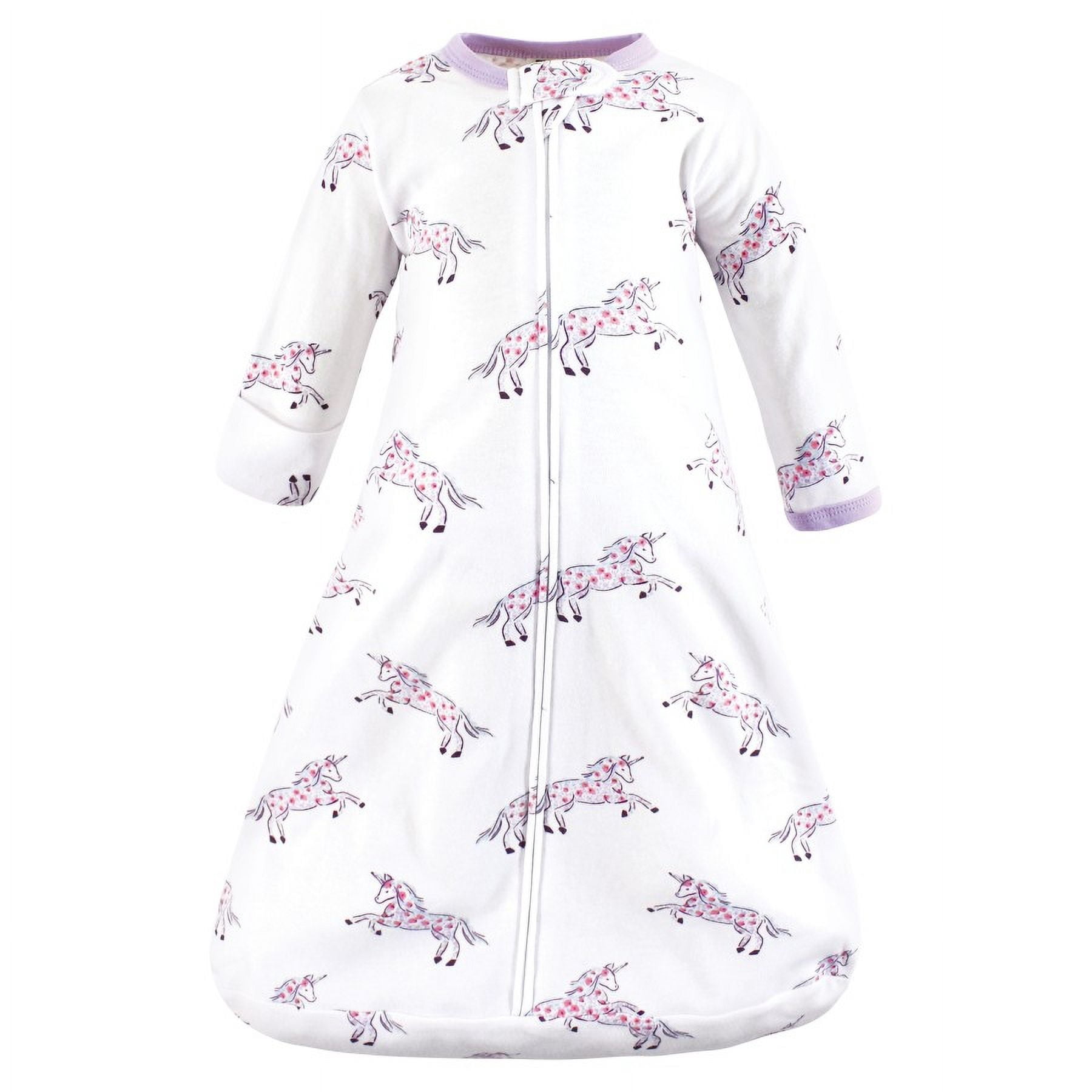 Hudson Baby Infant Girl Cotton Long-Sleeve Wearable Sleeping Bag, Sack, Blanket, Floral Unicorn Long Sleeve, 18-24 Months