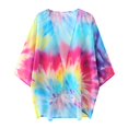 thumbnail image 6 of Trendfront Womens Tie Dye Kimono Cardigan Short Sleeve Open Front Lightweight Loose Fit Casual Summer Beach Vacation Layering Cover Up, 6 of 9