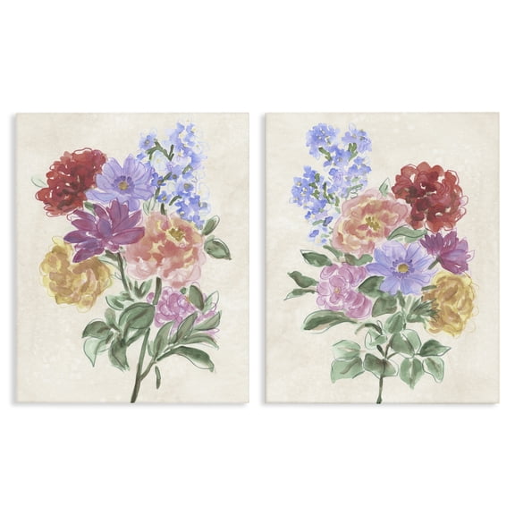 Stupell Industries Spring Blooms on Parchment 2 Piece Canvas Wall Art Set, design by June Erica Vess