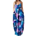 thumbnail image 2 of SMihono Robe Maxi Bohème d'Été pour Femmes Grande Taille Robe d'Été pour Femmes Imprimée Sans Manches à Encolure Dégagée Aguichant Robe Soleil Décontractée Fluide Évasée Robes de Plage Robe Soleil Évasée de Plage, 2 of 5