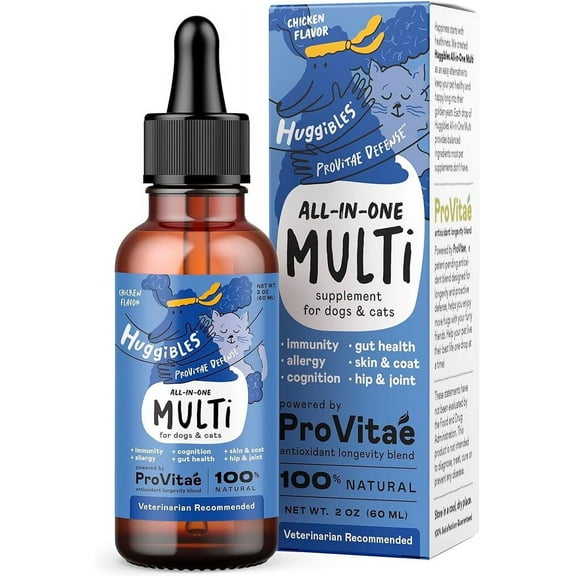 Huggibles All-in-One Multi 2-oz Liquid Multivitamin for Overall Wellbeing of Dogs & Cats
