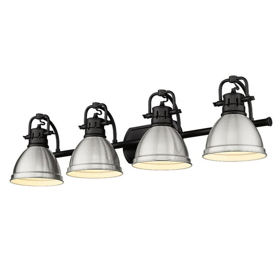 Yep by Golden Lighting Duncan 4-light Vanity in Matte Black and Pewter shade