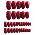 thumbnail image 4 of Caja de 24 unids/caja de uñas postizas con pegamento, longitud media, cabeza redonda, prensatelas artificiales de moda Vintage, vino tinto, decoración artística de uñas postizas, 4 of 4