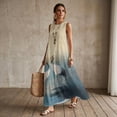 thumbnail image 3 of Jiueut Crane Bird Print Summer Maxi Dress Women, Sleeveless Tank Dress, Linen Look Long Dresses with Pockets, Loose Casual Flowy Beach Vacation Outfit, S, 3 of 7