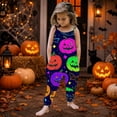 thumbnail image 2 of Gunia Toddler Girls Halloween Outfit Flannel Pumpkin Kids Suspender Romper Loose Harem Style Jumpsuit Festive Party Outfits Dark Blue 3-4 Years, 2 of 5