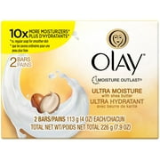 Olay Ultra Moisture Cleanser Beauty Bars Soap, 4 oz, 2 count