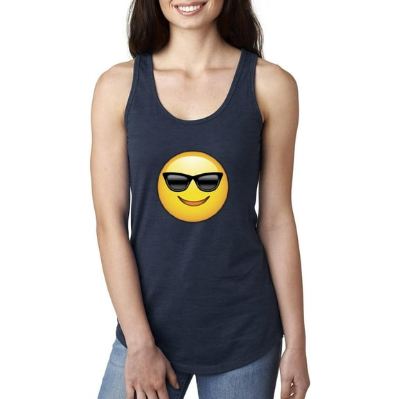 Women's Racerback Tank Top - Emoji with Sunglasses