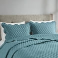 thumbnail image 4 of Madison Park Nala King/Cal King 3-Piece Scalloped Edge Crinkle Microfiber Quilt Set, Teal, 4 of 5