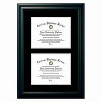 Campus Images  8.5 x 11 in. Double Degree Satin Black Certificate Frame with Black & Silver Mats