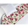 thumbnail image 3 of Floral Bed Runner, Spring Nature Style Watercolor Like Blossoming Pattern Print, Decorative Accent Bedding Scarf for Hotels Homes & Guest Rooms, Twin, Pistachio Green and Dark Pink, by Ambesonne, 3 of 3