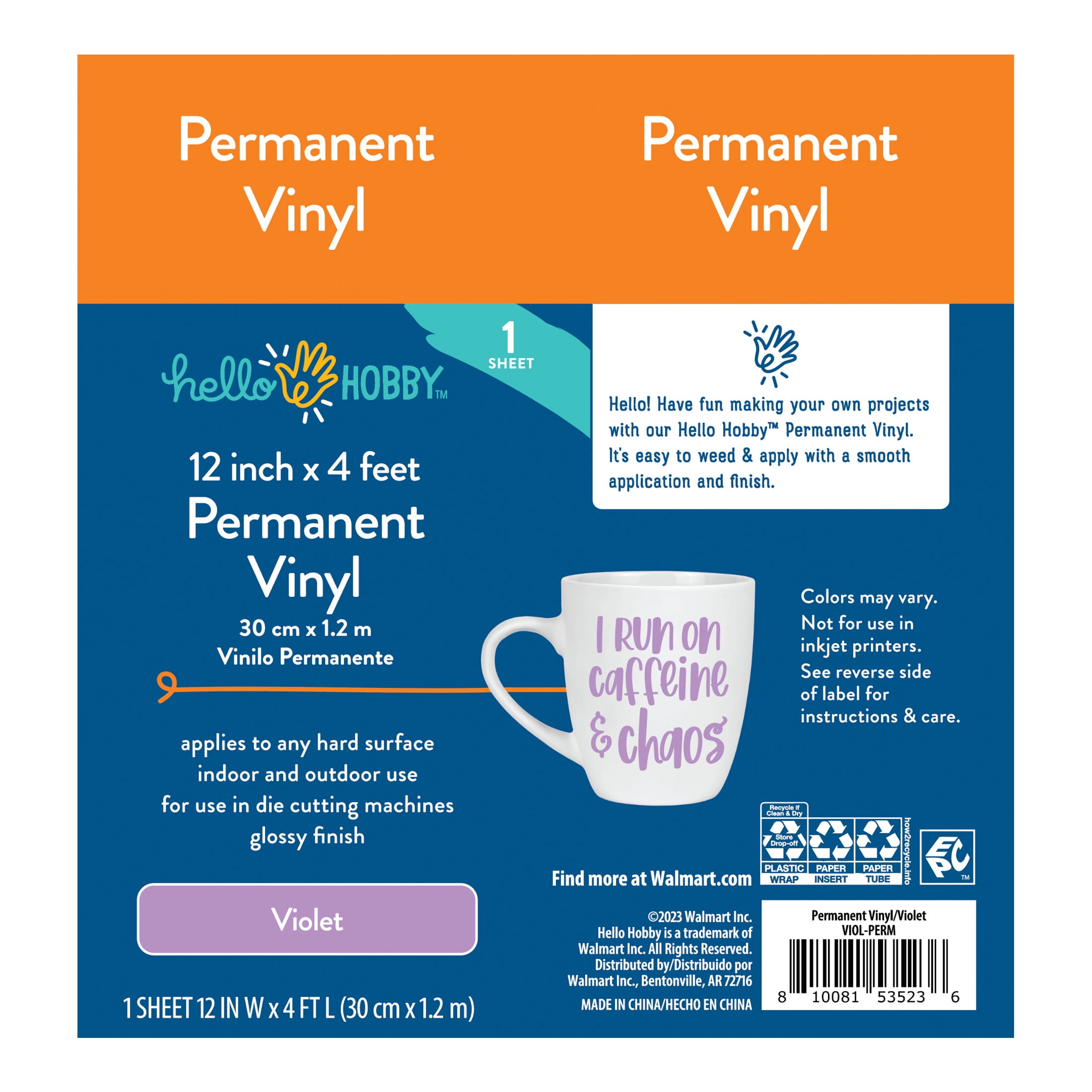 (2 pack) Hello Hobby 12" x 4' Violet Permanent Craft Vinyl Roll