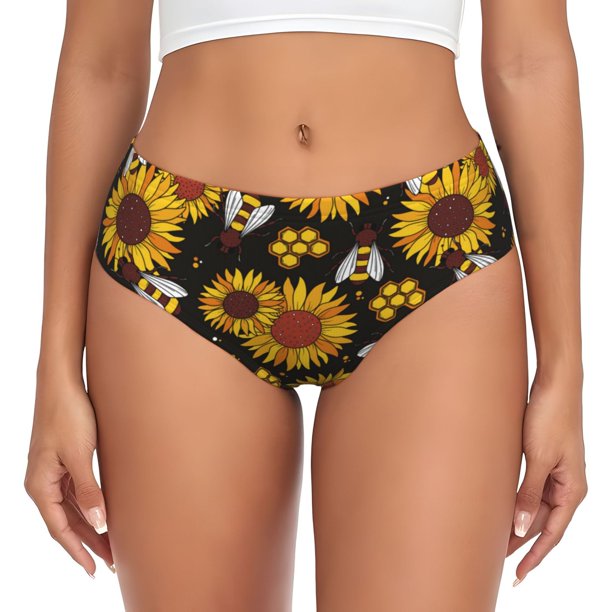 Fotbe Sunflowers And Bww Calzones Estampados para Mujer – Ropa Interior de Algodón, Cómoda, Suave y Elástica-Small