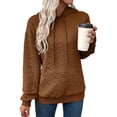 thumbnail image 2 of Sudadera con Capucha para Mujer, Informal, de Larga, con Cordón Ajustable, de Jacquard, Estilo Pulóver, Ropa Holgada. Marrón Oscuro M, 2 of 7