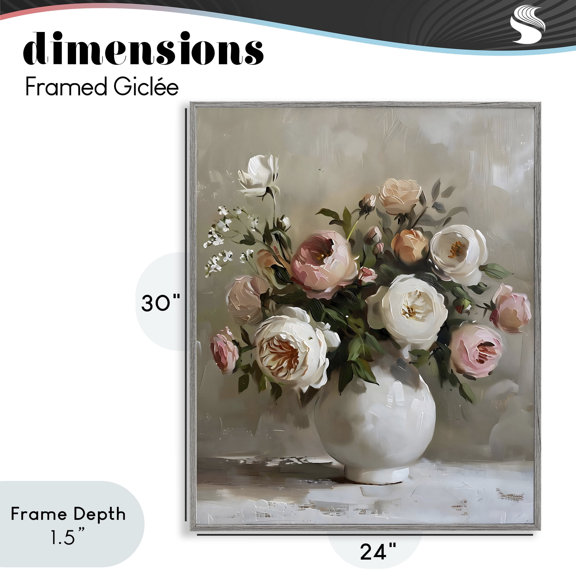 Stupell Industries Peony Blooms Bouquet Vase Gray Framed Giclee Art, design by Creative Studio