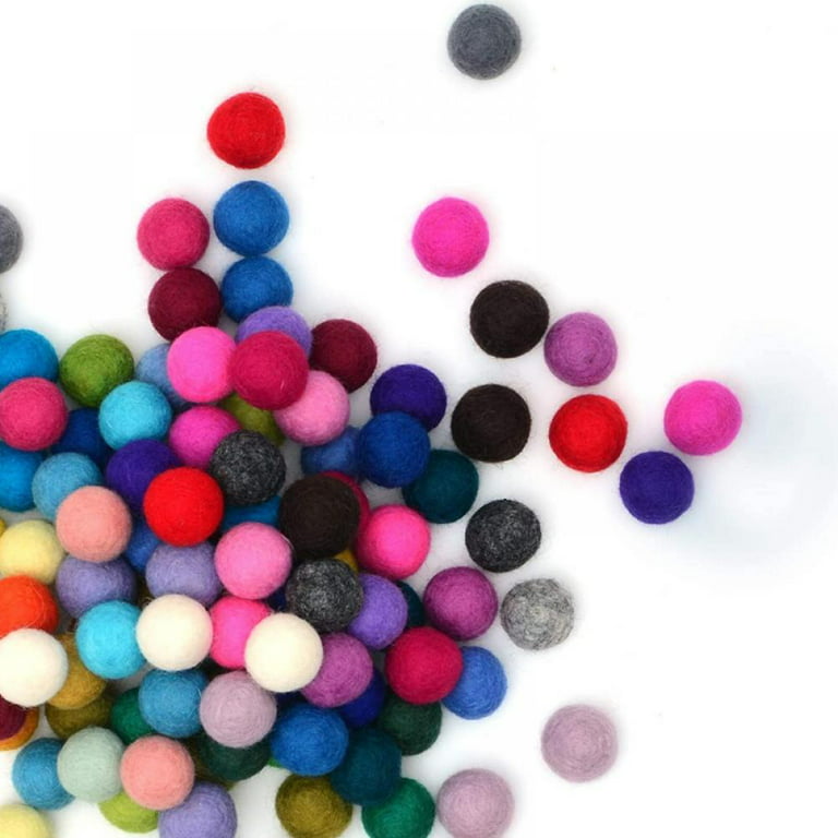 Felt Pom Poms, Wool Felt Balls 2 cm – 0.8 Inch, Handmade Felted Multiple  Colors(Red, Pink, Blue, Yellow, Black, White, Pastel and More) Bulk Small