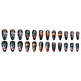 thumbnail image 5 of 24Pcs Halloween Press on Nails Square Fake Nails with Glue Horror Pumpkin Ghost Flowers Graveyard Bat Acrylic Nails for Women Halloween Party -3 sizes, 5 of 6