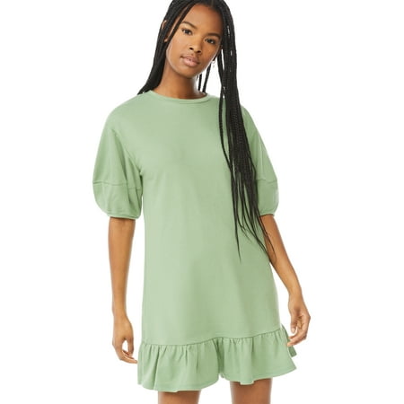 Scoop Women's Sweatshirt Dress with Ruffle Hem