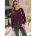 thumbnail image 2 of Womens Long Sleeve Tops Dressy Casual Shirts Pleated Crewneck Basic Blouses Fall Trendy Outfits, 2 of 6
