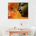 thumbnail image 2 of Abstract Buddha with Red Flower Single Unframed Canvas Print 16x20 Inches - Living Room Bedroom Wall Art Decor - Modern Print (No Frame), 2 of 6