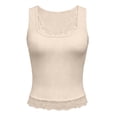 thumbnail image 7 of IDOCLOTHES Lace Ribbed Tank Tops for Women Workout Tank Tops Woman Slim Fitted Sleeveless Running Vest for Women Athletic Camisole Shirts Women's Tanks & Camis Beige, S, 7 of 7
